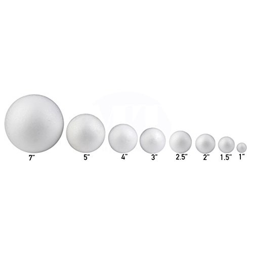 Smooth and Durable 1.5” White Craft Foam Polystyrene Round Balls G...