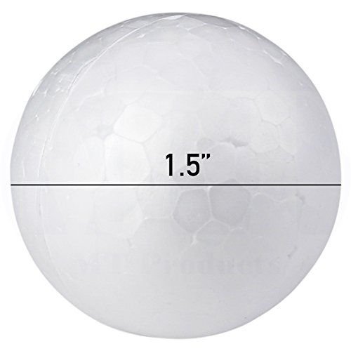 Smooth and Durable 1.5” White Craft Foam Polystyrene Round Balls G...