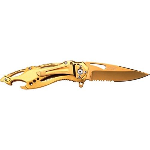 MTech USA Ballistic MT-A705GD Spring Assist Folding Knife, Gold Ha...