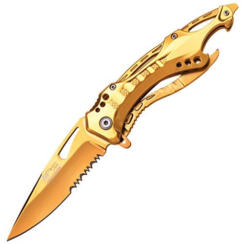 MTech USA Ballistic MT-A705GD Spring Assist Folding Knife, Gold Ha...
