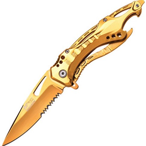 MTech USA Ballistic MT-A705GD Spring Assist Folding Knife, Gold Ha...