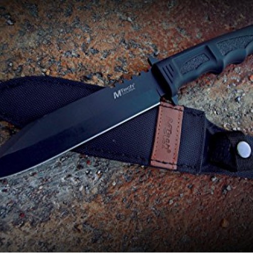 MTech USA MT-086 Fixed Blade Hunting Knife, Black Straight Edge Bl...