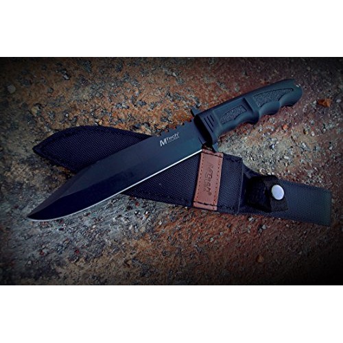 MTech USA MT-086 Fixed Blade Hunting Knife, Black Straight Edge Bl...