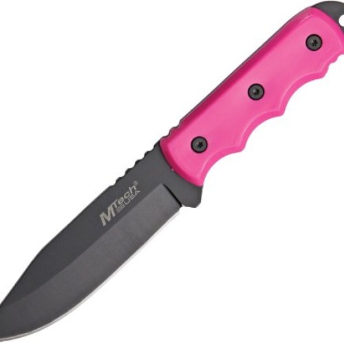 MTech USA MT-20-35PK Fixed Blade Knife, Black Drop Point Blade, Pi...