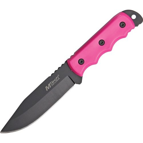 MTech USA MT-20-35PK Fixed Blade Knife, Black Drop Point Blade, Pi...