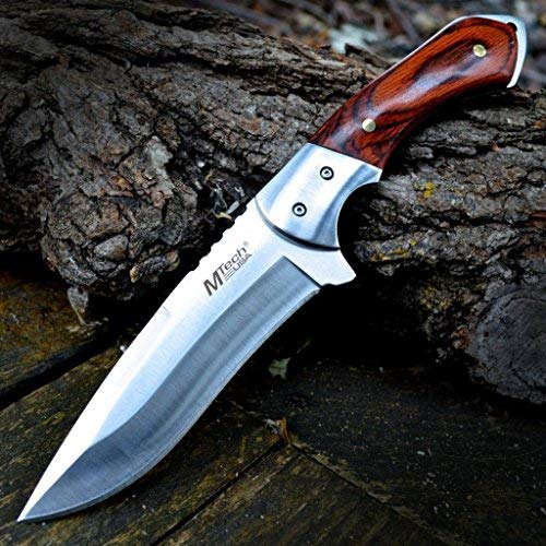 9 M-TECH TACTICAL Hunting Survival FULL TANG FIXED BLADE KNIFE Wo...