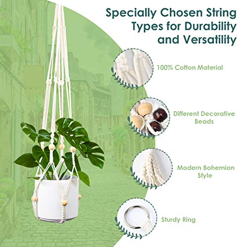 MTOUOCK Macrame Plant Hangers, Set of 3 Hanging Planter Indoor Out...