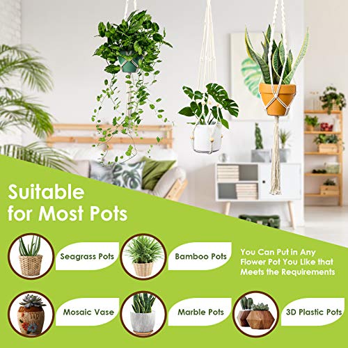 MTOUOCK Macrame Plant Hangers, Set of 3 Hanging Planter Indoor Out...