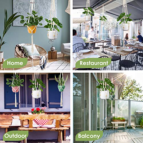 MTOUOCK Macrame Plant Hangers, Set of 3 Hanging Planter Indoor Out...