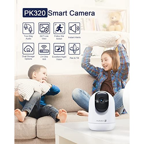 Indoor Security Camera 2K, Pet Camera with Phone App, WiFi Cameras...