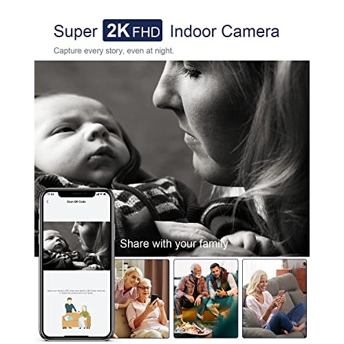 Indoor Security Camera 2K, Pet Camera with Phone App, WiFi Cameras...