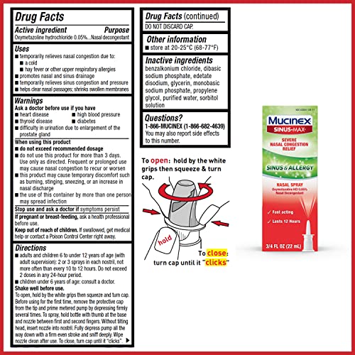 Mucinex Sinus-Max Severe Nasal Congestion Relief Sinus & Allergy N...