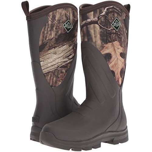 Muck Woody Grit Rubber Mens Work/Hunting Boots, Brown/Mossy Oak, 9...