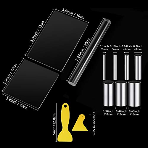 12 Pieces Acrylic Clay Roller with Acrylic Sheet Set, Stainless St...