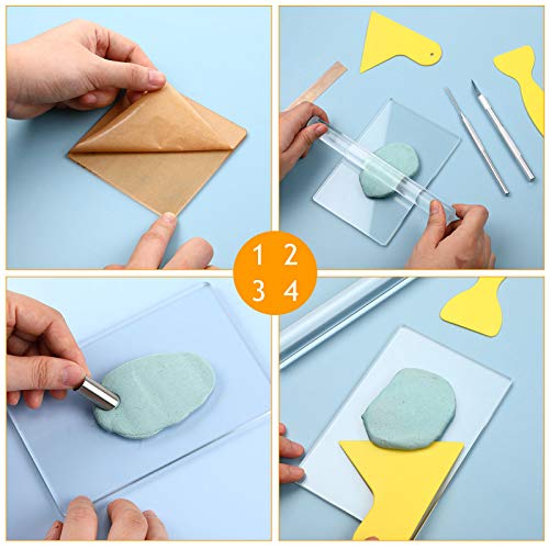 12 Pieces Acrylic Clay Roller with Acrylic Sheet Set, Stainless St...