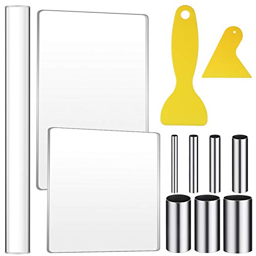12 Pieces Acrylic Clay Roller with Acrylic Sheet Set, Stainless St...