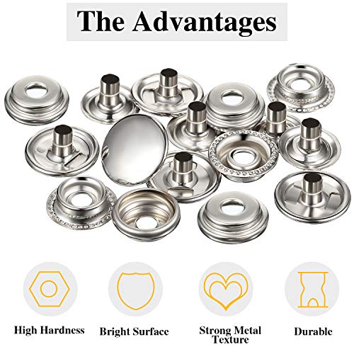 12 Sets Snap Fastener Kit, Press Studs Snap Fasteners Clothing Sna...