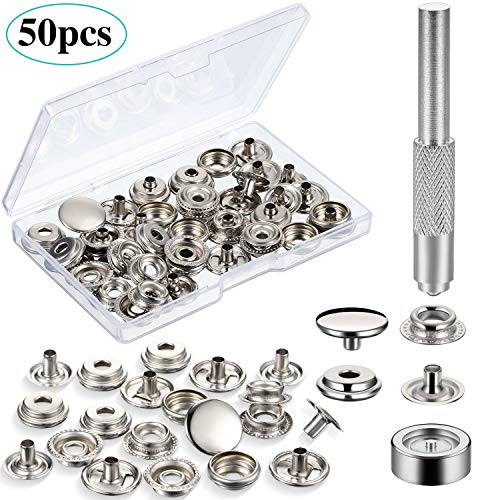 12 Sets Snap Fastener Kit, Press Studs Snap Fasteners Clothing Sna...
