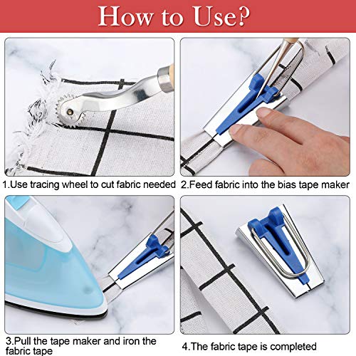 17 Pieces Sewing Bias Tape Makers Tool Set for Craft Quilting Bind...