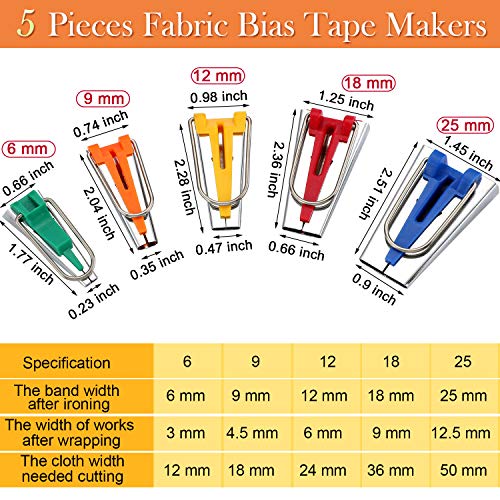 17 Pieces Sewing Bias Tape Makers Tool Set for Craft Quilting Bind...