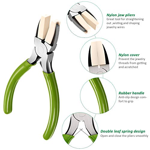 2 Packs Nylon Nose Pliers Double Nylon Jaw Pliers Carbon Steel Jew...