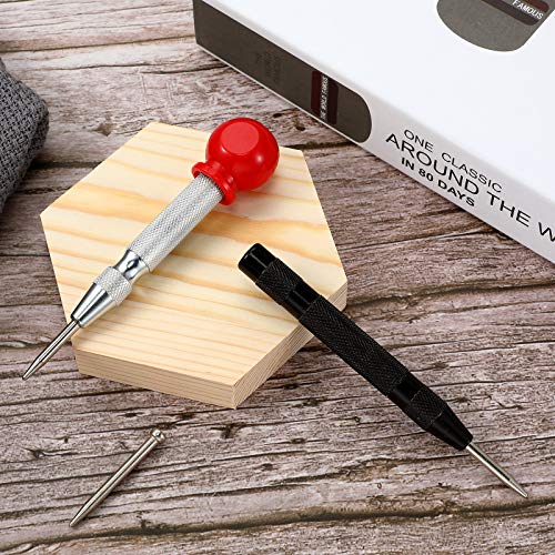 2 Pieces Automatic Center Punch and 2 Pieces Replacement Tip, 5 In...