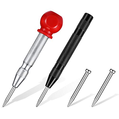 2 Pieces Automatic Center Punch and 2 Pieces Replacement Tip, 5 In...