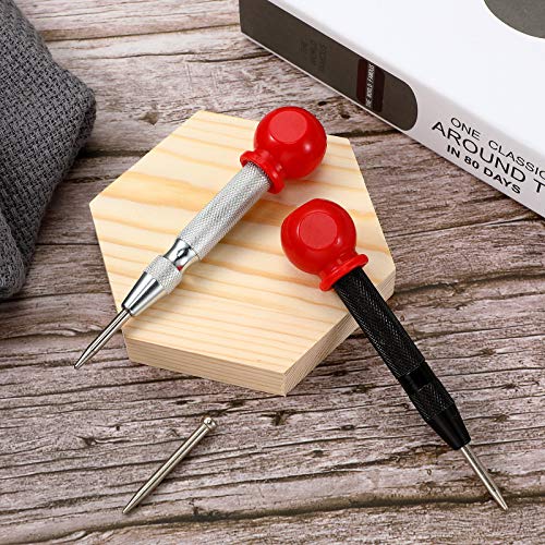 2 Pieces Automatic Center Punch with 2 Pieces Replacement Tip, 5 I...