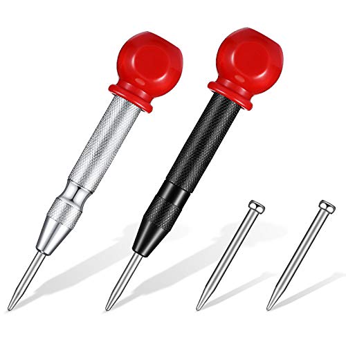 2 Pieces Automatic Center Punch with 2 Pieces Replacement Tip, 5 I...