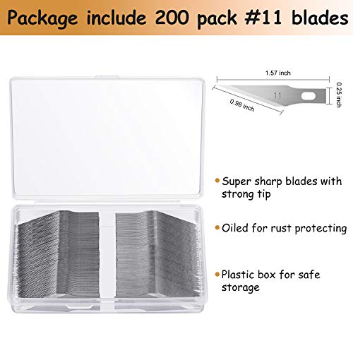 200 Pack No.11 Hobby Blades Set, SK-5 High Carbon Steel Art Blades...