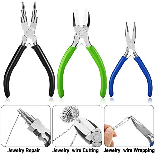 3 Pieces Jewelry Pliers Set Includes 6-in-1 Bail Making Looping Pl...