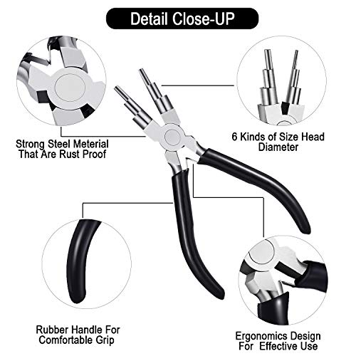 3 Pieces Jewelry Pliers Set Includes 6-in-1 Bail Making Looping Pl...