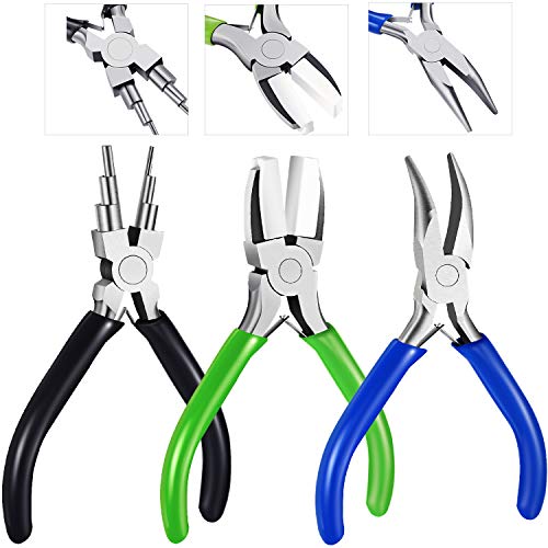 3 Pieces Jewelry Pliers Set Includes 6-in-1 Bail Making Looping Pl...