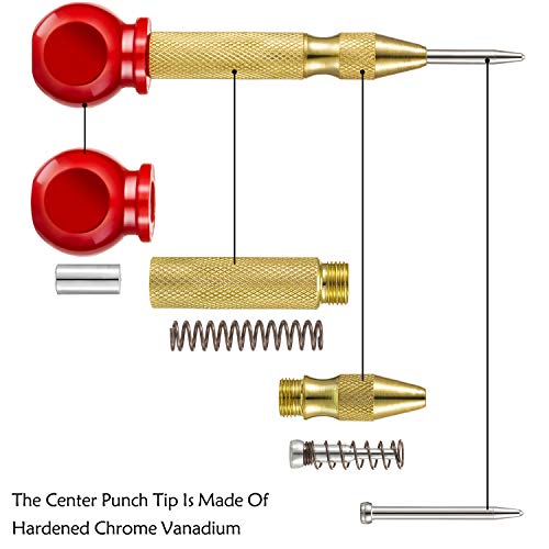 4 Pieces Automatic Center Punch 5 Inch Center Hole Punch Adjustabl...