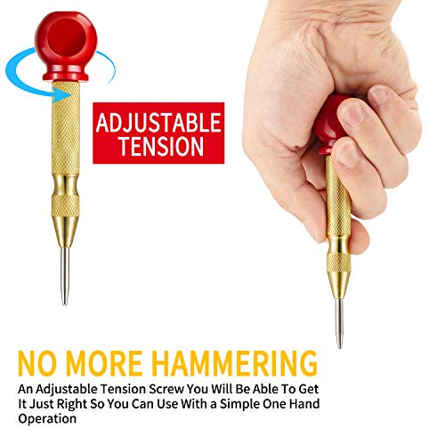4 Pieces Automatic Center Punch 5 Inch Center Hole Punch Adjustabl...