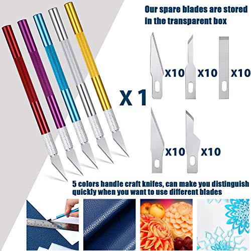 6 Pieces Craft Knifes Hobby Knife Set with 52 Pieces Spare Knife S...