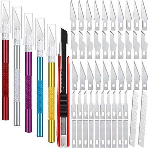 6 Pieces Craft Knifes Hobby Knife Set with 52 Pieces Spare Knife S...