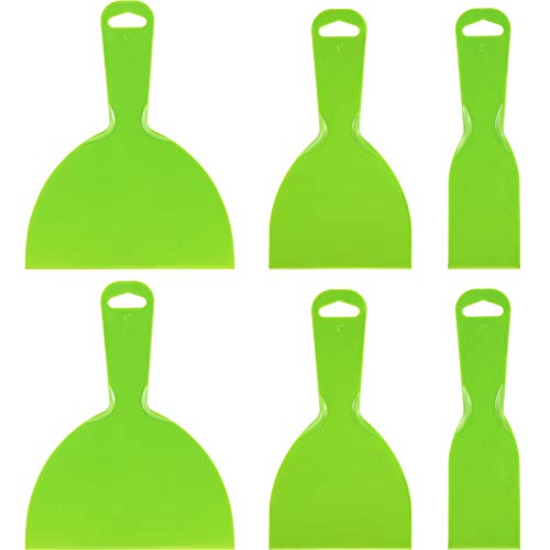 6 Pieces Plastic Putty Knife Set Flexible Scraper Tool for Decals,...