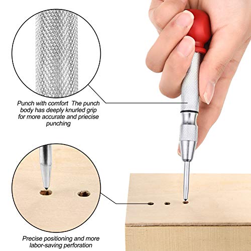 7 Pieces Automatic Center Hole Punch Spring Loaded Drill Punch Bra...