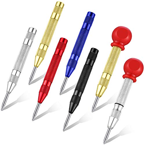 7 Pieces Automatic Center Hole Punch Spring Loaded Drill Punch Bra...