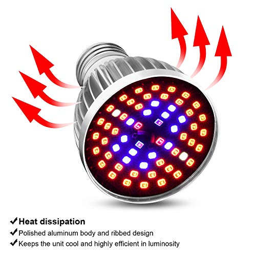 Full Spectrum E26 LED Grow Light Bulb, 60W Grow Plant Light for Hy...
