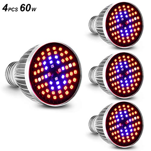 Full Spectrum E26 LED Grow Light Bulb, 60W Grow Plant Light for Hy...