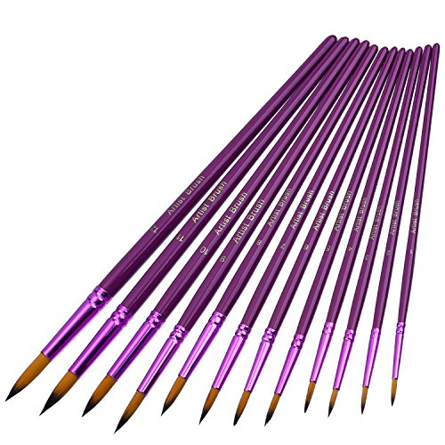 Mudder 12 Pieces Artist Paint Brushes Fine Paint Brush for Acrylic...