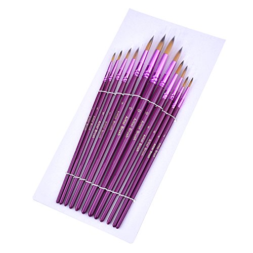 Mudder 12 Pieces Artist Paint Brushes Fine Paint Brush for Acrylic...