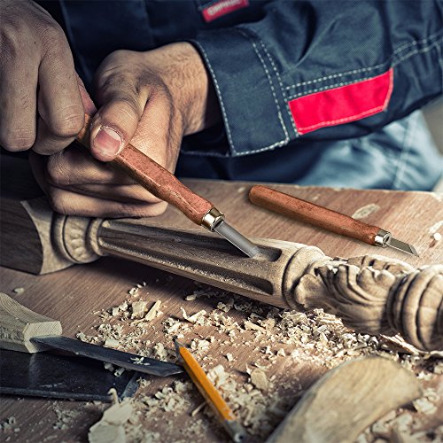 Mudder 17 Pieces Wood Handle Carving Chisels Tools with Whetstones...