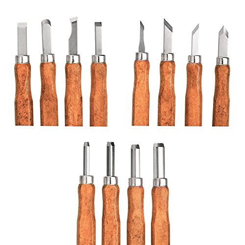 Mudder 17 Pieces Wood Handle Carving Chisels Tools with Whetstones...