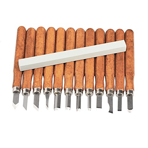 Mudder 17 Pieces Wood Handle Carving Chisels Tools with Whetstones...