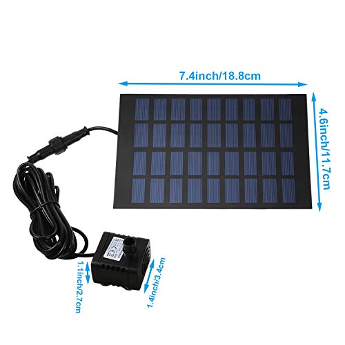 Mudder Solar Fountain Pump Solar Powered Panel Water Pump Garden F...