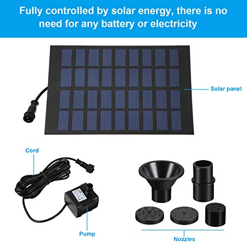 Mudder Solar Fountain Pump Solar Powered Panel Water Pump Garden F...