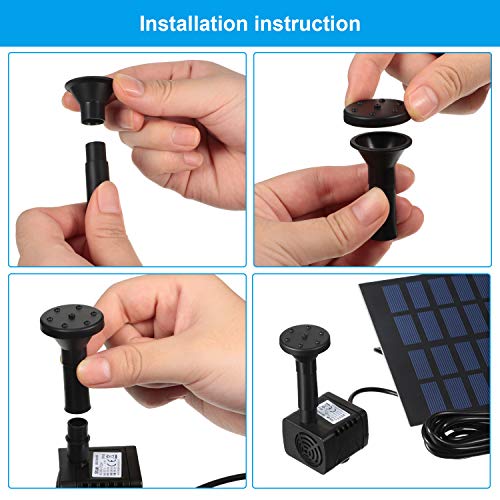 Mudder Solar Fountain Pump Solar Powered Panel Water Pump Garden F...